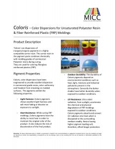 Coloris – Color Dispersions for Unsaturated Polyester Resin & Fiber Reinforced Plastic (FRP) Moldings